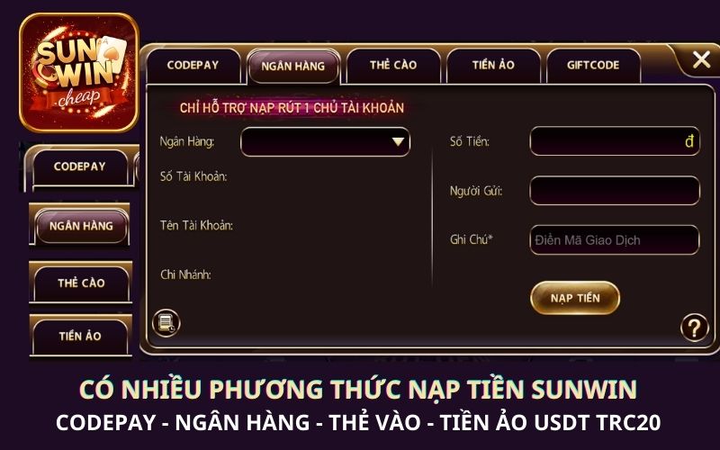 Thời gian xử lý giao dịch nạp tiền Sunwin thường mất từ 1-3 phút